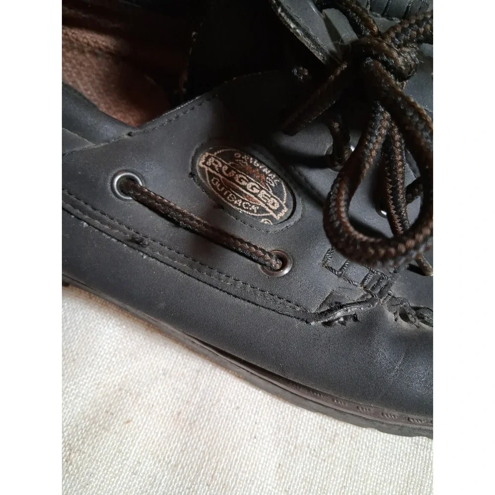 Rugged Outback Mens Black Boat Shoes‎ Loafers Wide Width Size 13W Lug Sole